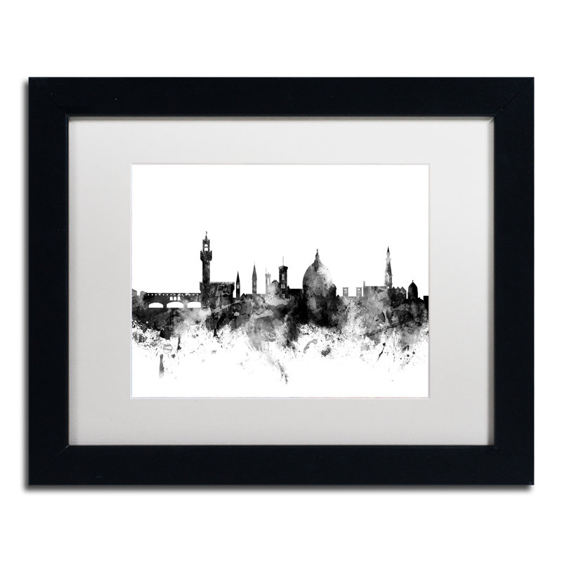 « florence italie horizon b&w », reproduction d’impression sur toile encadrée, H 11 po x l 14 po x P 0,5 po, Cadre noir