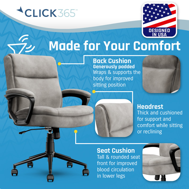 Light Gray Fabric Ergonomic Swivel Office Chair with Armrests