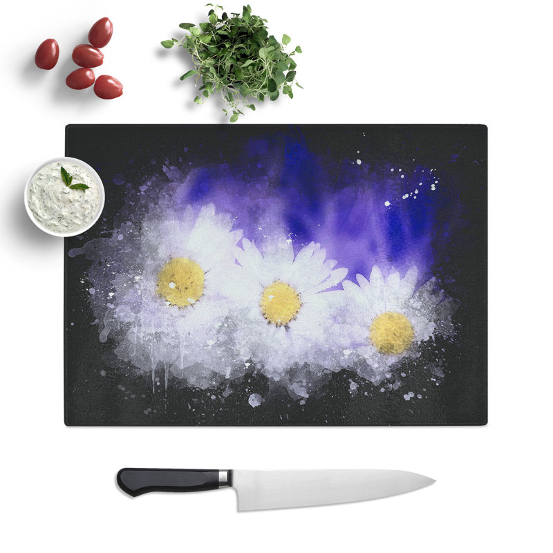 Three Daisies Chopping Board, 28.5cm W x 39cm L
