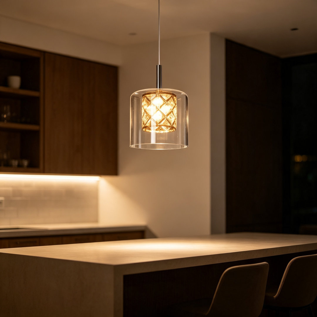 1-Light Chrome Crystal Kitchen Island Pendant