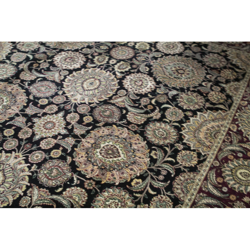 Manchuria Wool Oriental Area Rug in Black/Beige/Wine