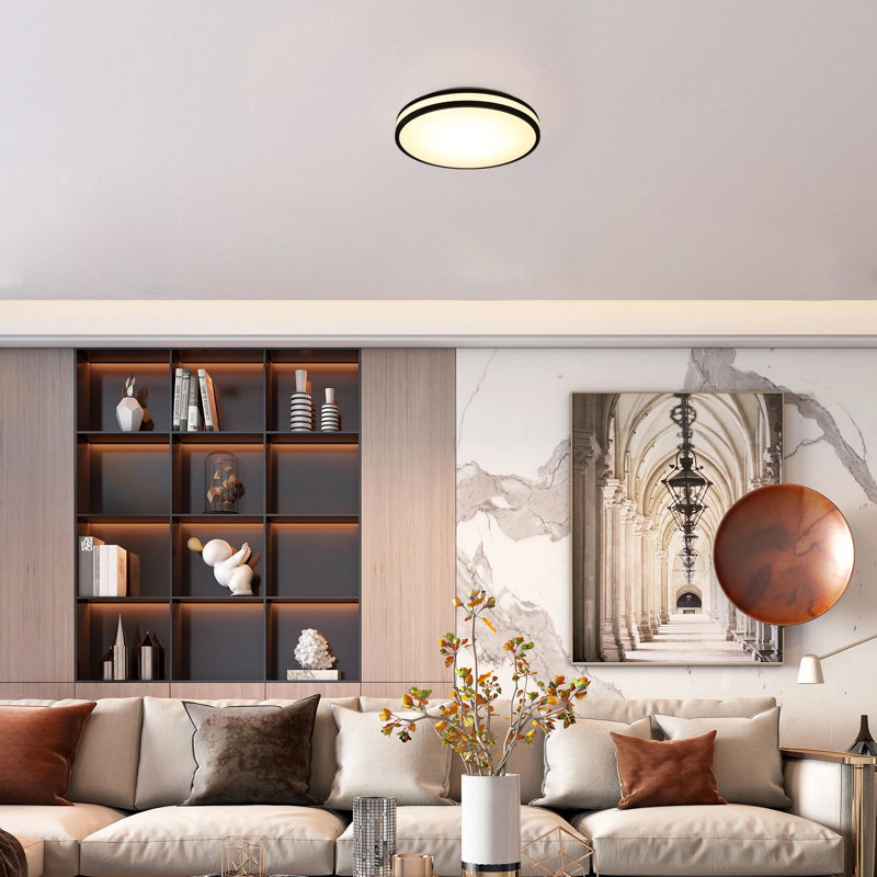 13 Inch LED Flush Mount Ceiling Light with 2 Black Frame, 3000K/4000K/5000K Adjustable, Dimmable, 24W, Modern LED Ceiling Light Fixture, for Bedroom, Basement, Hallway, ETL Listed