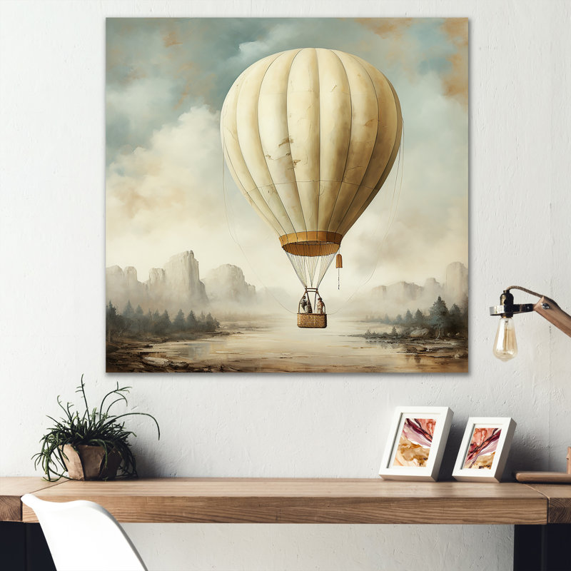 Art contemporain en montgolfière, 16" H x 16" W x 1" D, Toile tendue