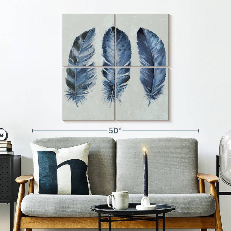 Kerner Indigo Blue Feathers II, 32" H x 32" W