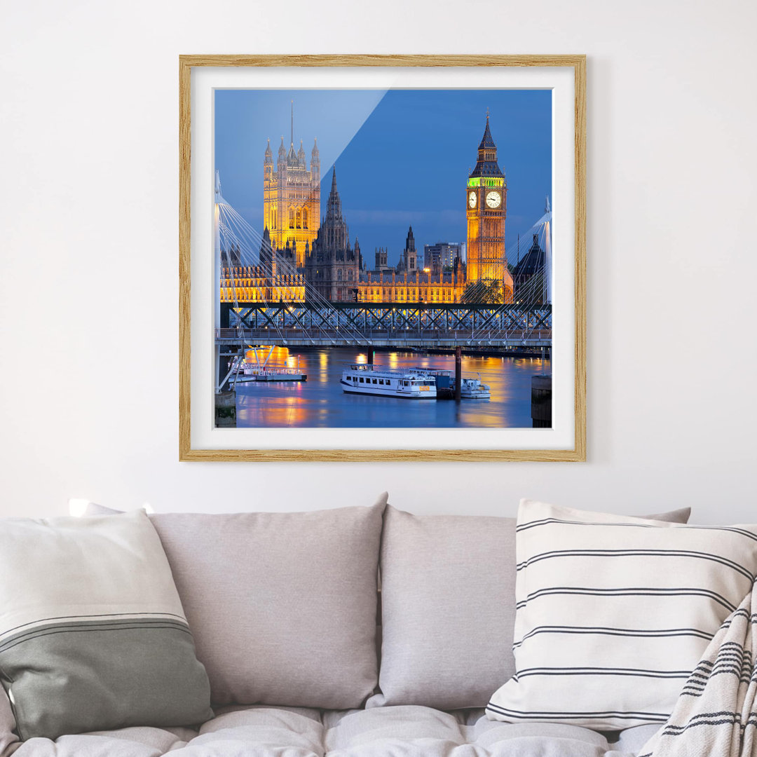 Gerahmtes Poster Big Ben and Westminster Palace in London at Night