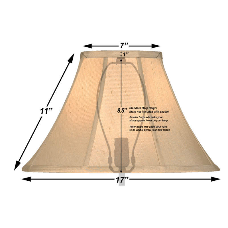 Abat-jour cloche en soie / shantung H 9,5 po x l 17 po (araignée), Beige foncé