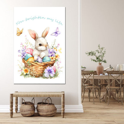 Art mural de lapin de Pâques GUTTATY, décoration murale de photos de lapin de Pâques au printemps, images d'œuf de Pâques et de lapin, impressions de Pâques pour le salon, la chambre à coucher, la chambre d'enfant, la chambre de bébé prête à être suspendue 24 po x 32 po