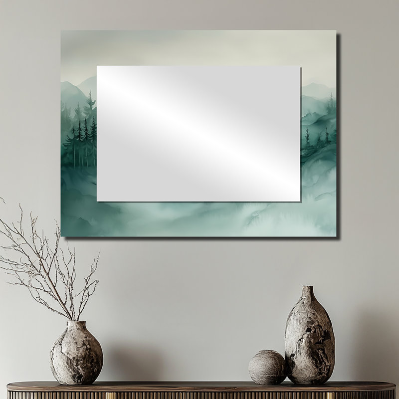 «Fading Light Gradient Forest Landscape I», décoration murale miroir paysage de montagne - imprimé sur métal, 24 po x 32 po