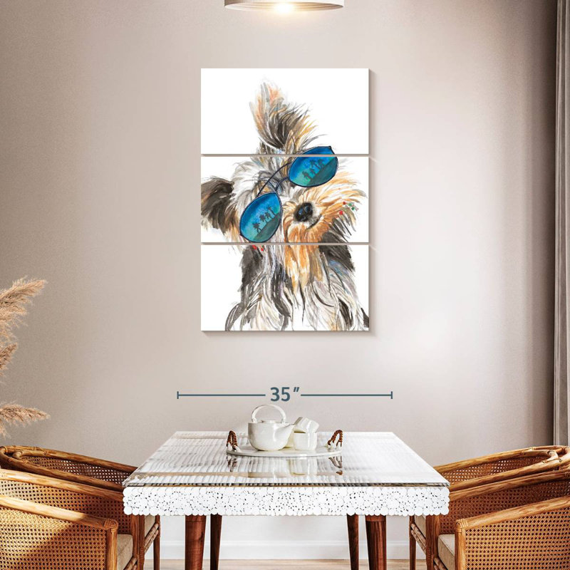 Brampt Yorkie With Shades, 45" H x 28" W