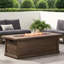 56'' Rectangular Propane Fire Pit, 50,000 . Brown Wood Finish. Lightweight Concrete, No Assembly, Transform Your Outdoor Mood Fireplace, Rectangular. Theme. Relax In Hideaway
