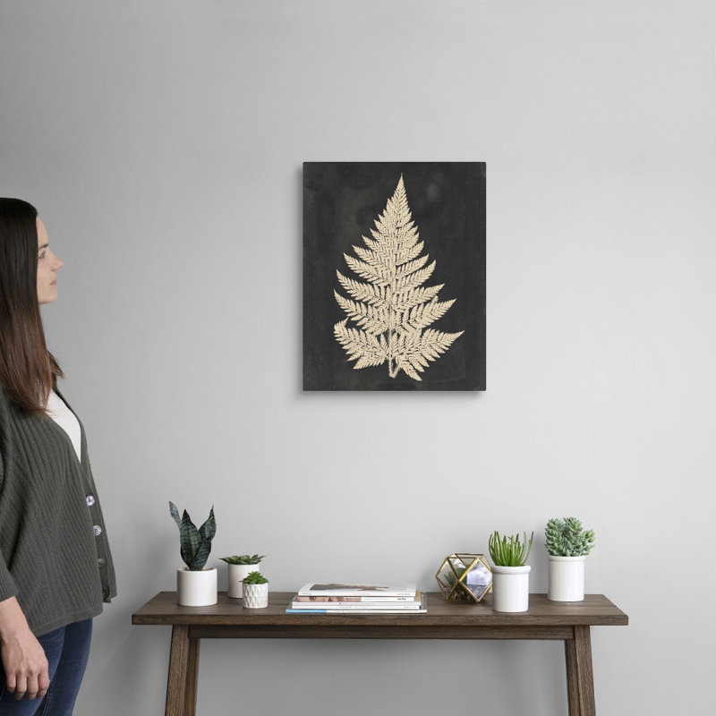 Linen Fern I, art mural sur toile, H 20 po x l 16 po x P 1,25 po, Toile tendue
