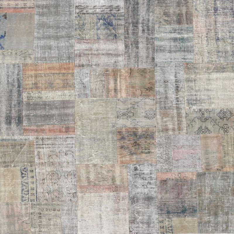 Tapis beige/gris contemporain, Carré 4 pi