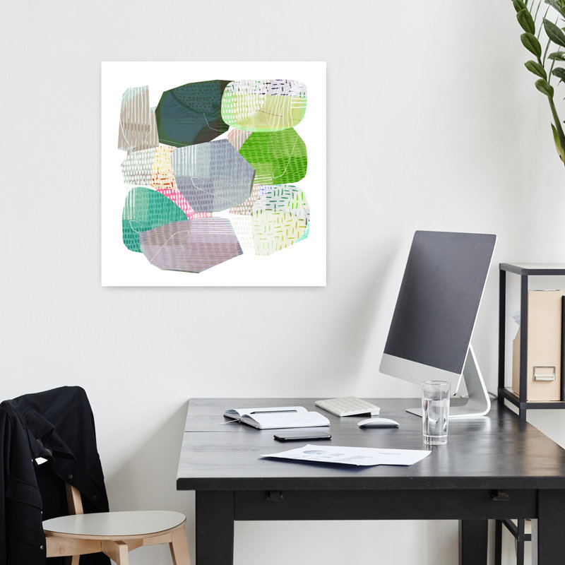 The Midnight Garden Huddle, art mural contemporain abstrait, H 18 po x l 18 po
