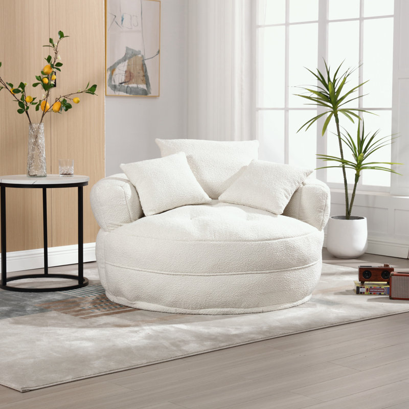 Canapé simple en chenille avec coussins, Beige