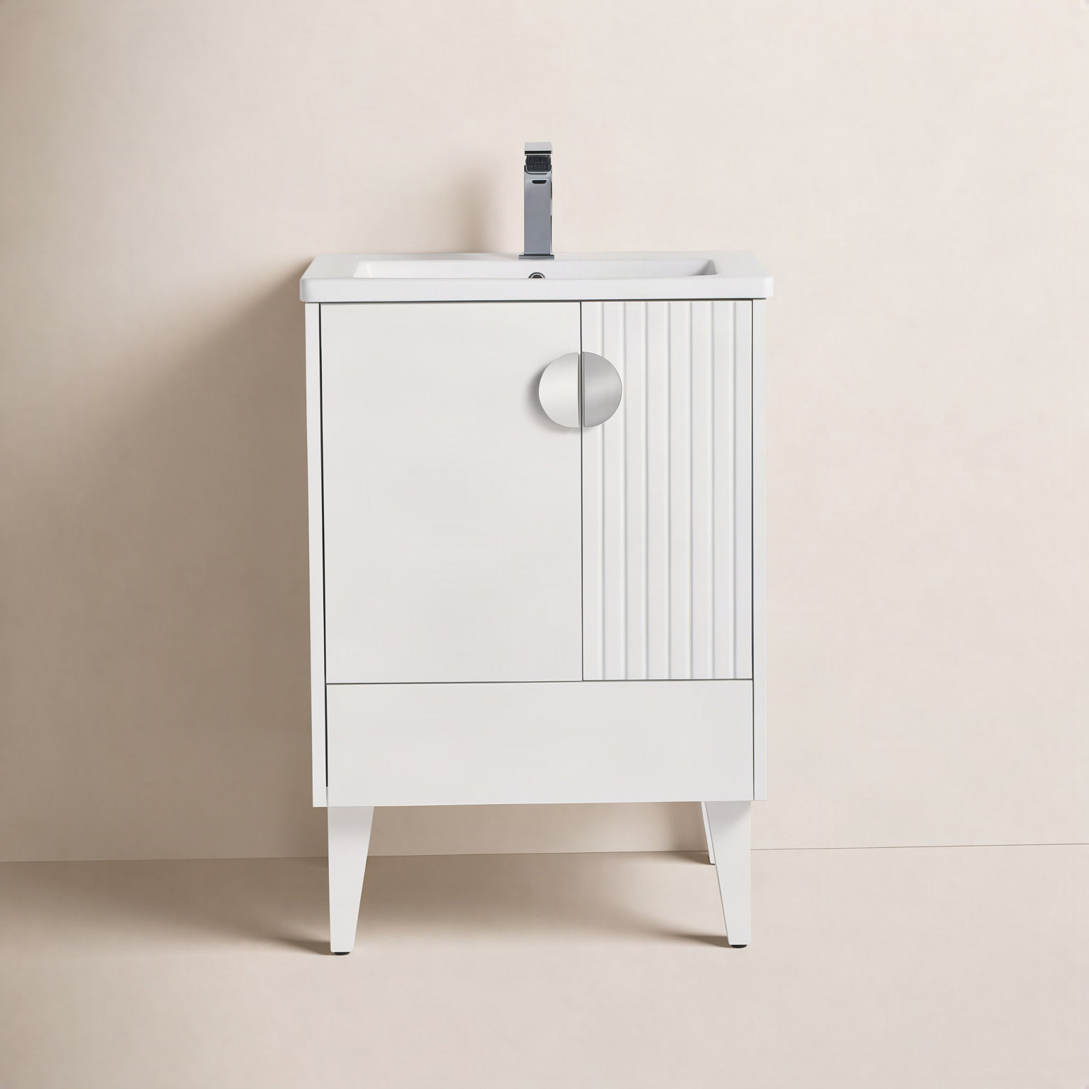 Saimah 24'' Single Bathroom Vanity, Polished Chrome, White Matte