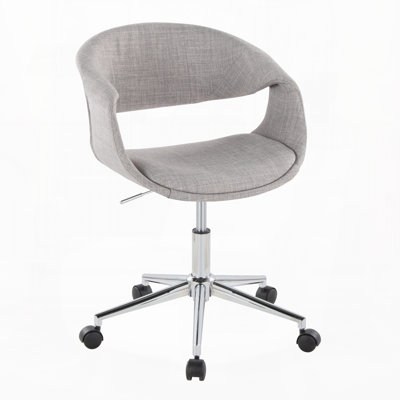 Task Dining Chair in Chrome Metal and Grey Fabric,Set of 1