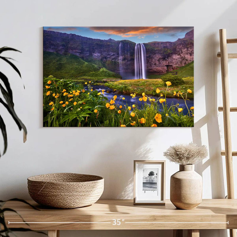 Paysage de cascade Alvord Seljalandsfoss, H 16 po x l 24 po