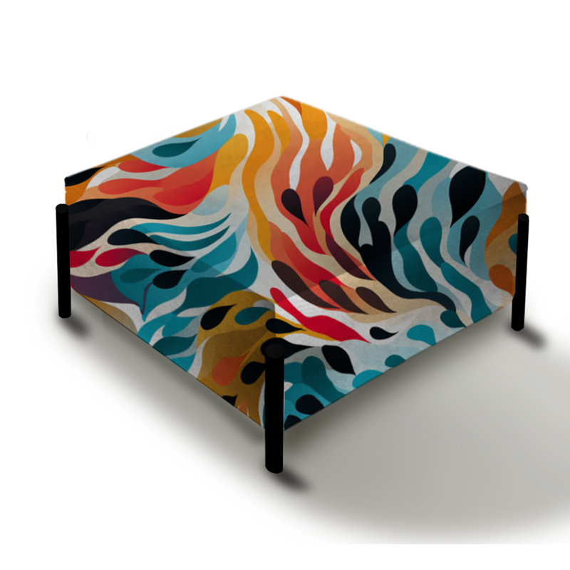 Rainbow Cheetah Waves - Grand repose-pieds carré abstrait