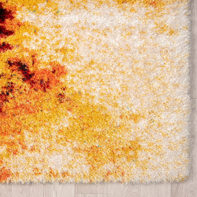 Abstract Area Rug in Beige, Rectangle 5'7" x 7'3"