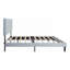 Lit plateforme tapissier pour chambre à coucher, structure simple en lin gris capitonné avec support à lattes de bois, aucun sommier requis-1023870097-1023870096
