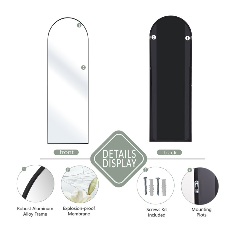 Dronfield Arch Mirror, Black, 64" x 21"