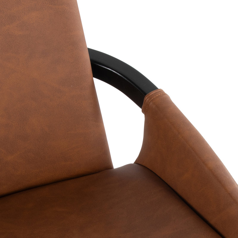 Whitacre 17'' H Faux Leather Upholstered Armchair, Black, Camel