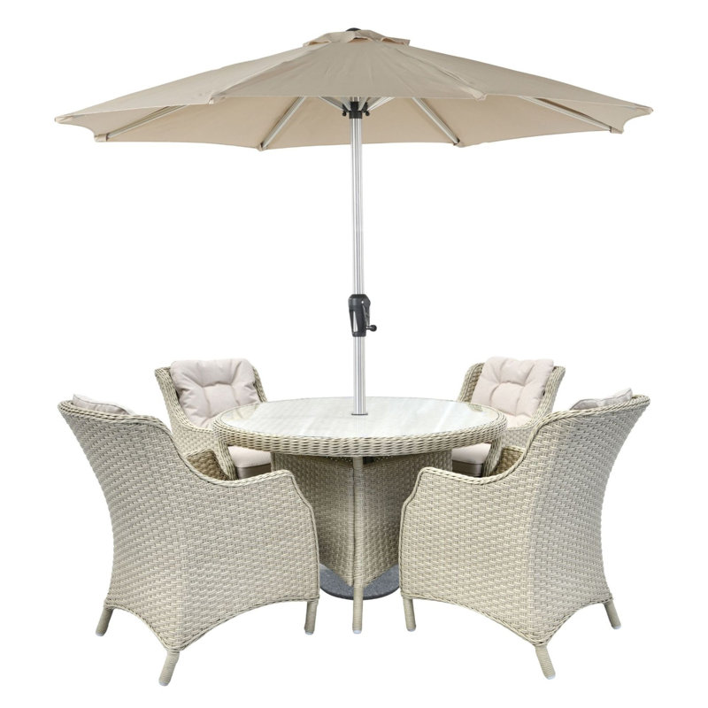 4 - Person Patio Dining Set with Round Table , Cushions Included