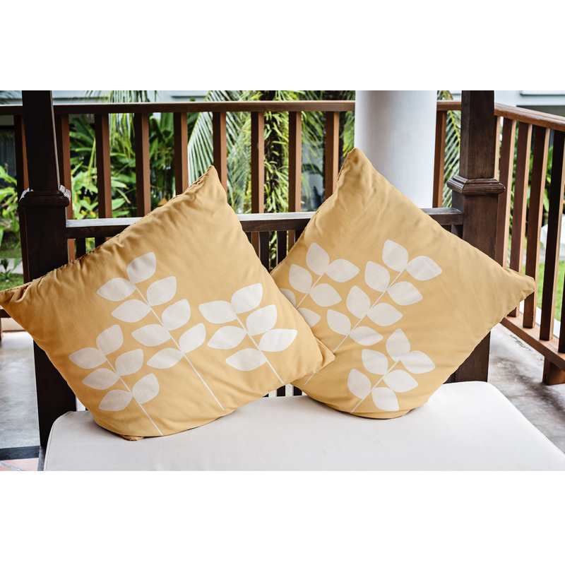 Coussin intérieur / extérieur Simple Stems, Jaune, 20 po x 20 po