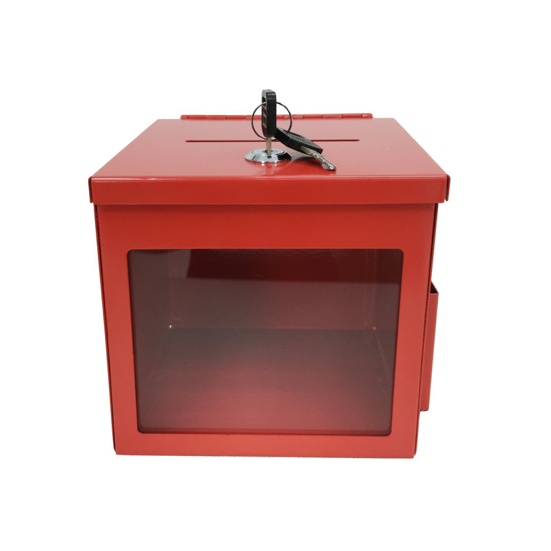 FixtureDisplays® l 5,91 po x H 5,91 po x P 5,91 po Don en métal loyer suggérer boîte à chèque dîme collection goutte de clé 31270