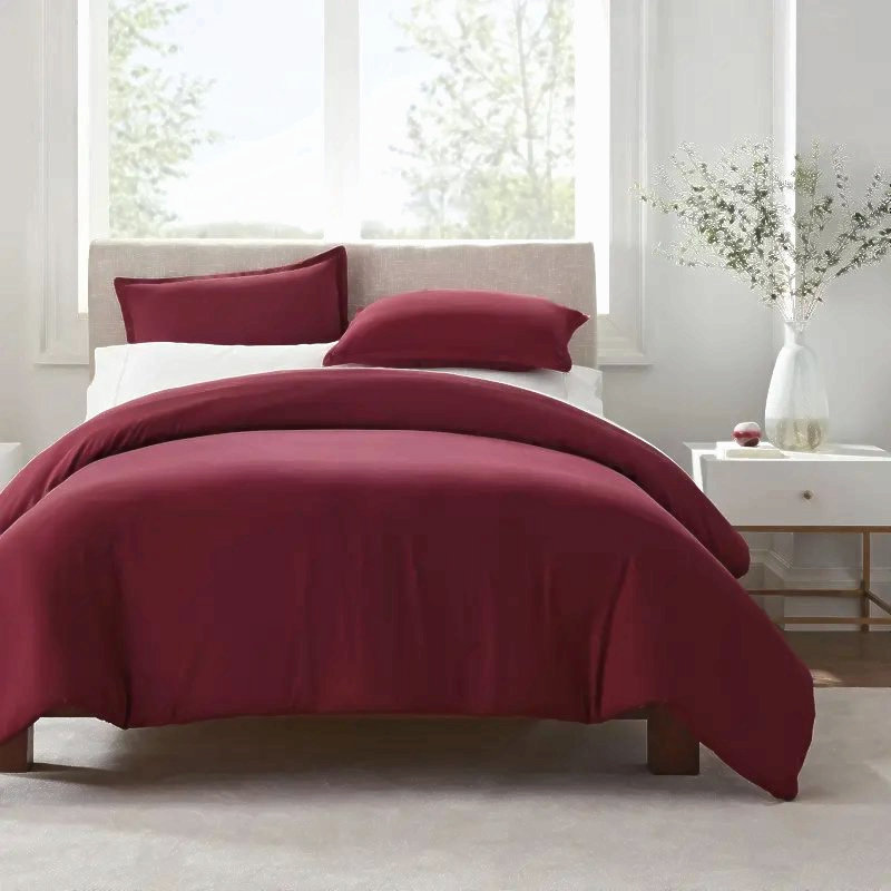 Housse de couette imprimée Simply Clean en mélange de coton, bourgogne, taille King, King Duvet Cover + 2 Pillowcases