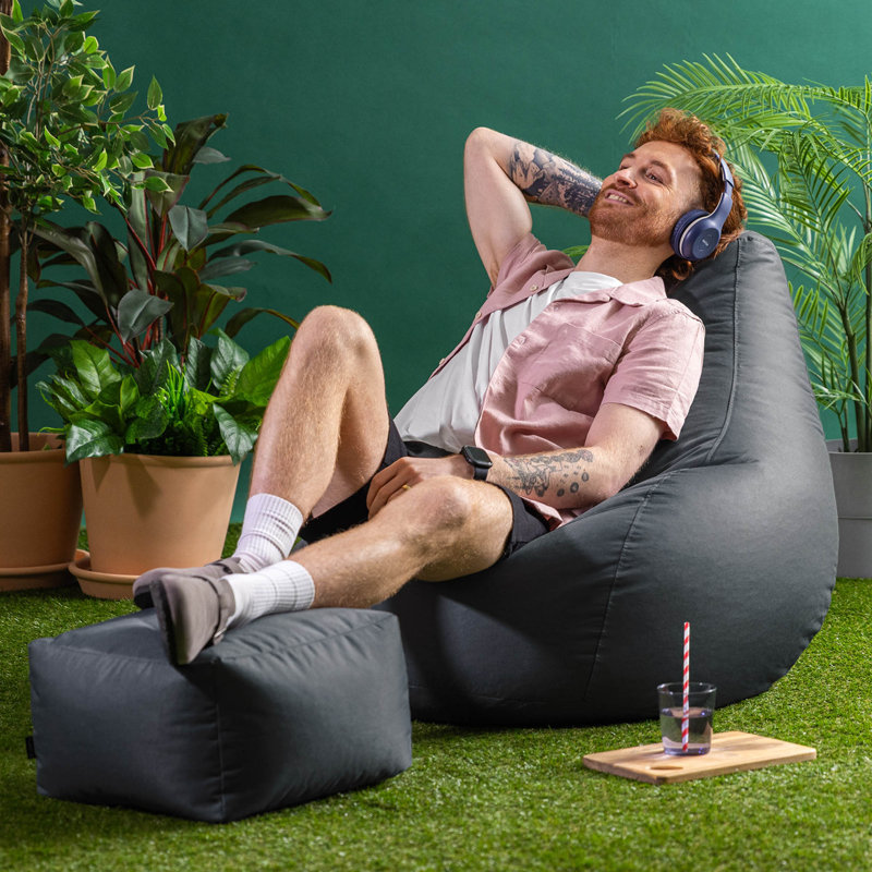 icon Recliner Bean Bag Chair & Pouffe, Charcoal Grey