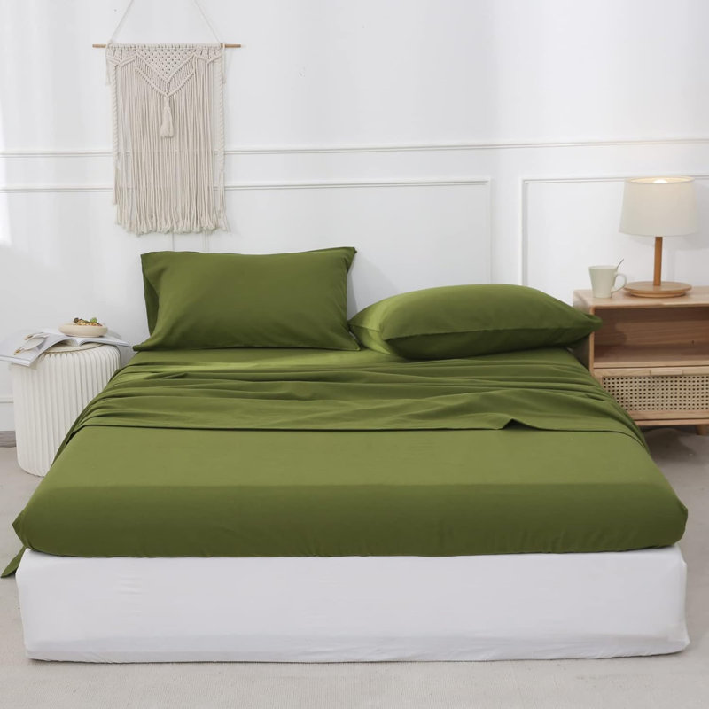 Linen Cotton Fitted Sheet,  Forest Green, Queen Fitted Sheet