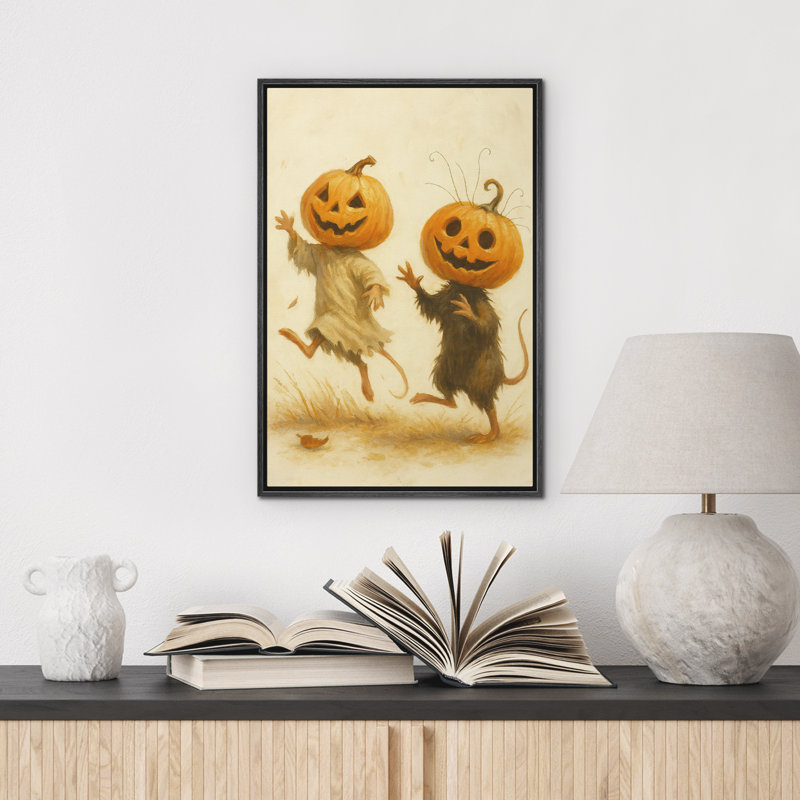 Mignon fantôme, impression sur toile encadrée, décoration de vacances d'Halloween, Noir, H 24 po x l 16 po