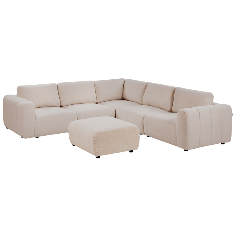 Blerata 5 Seater Corner Sofa, Left Hand Facing, Beige Boucle