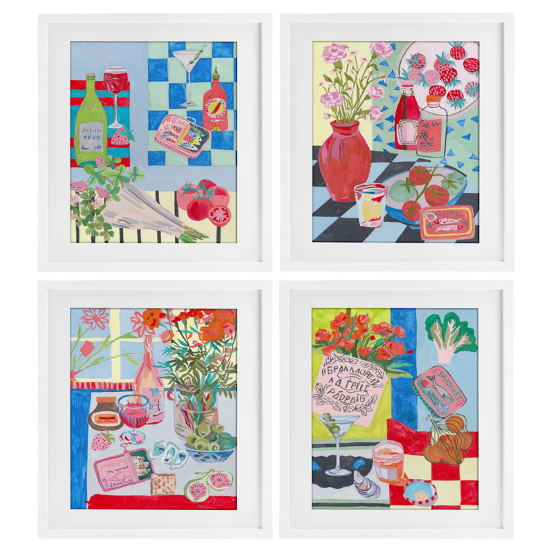 Kitchen Secrets Still Lifes, ensemble de 4 impressions encadrées sous verre, design par Melissa Wang, H 21 po x l 17 po
