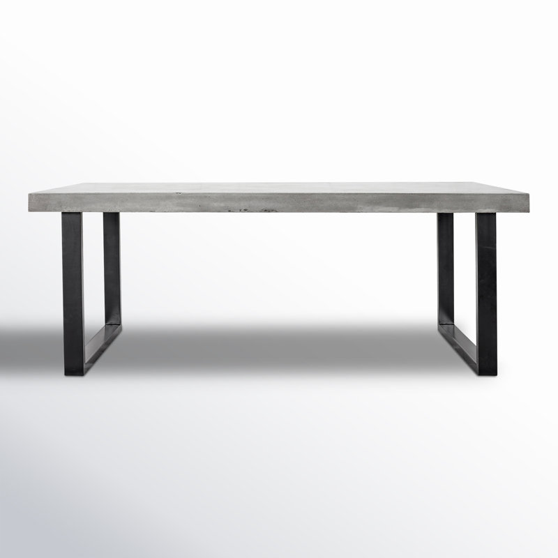 Clement Rectangular Concrete Outdoor Dining Table, 30" H x 79" L x 39.5" W, Gray/Black 