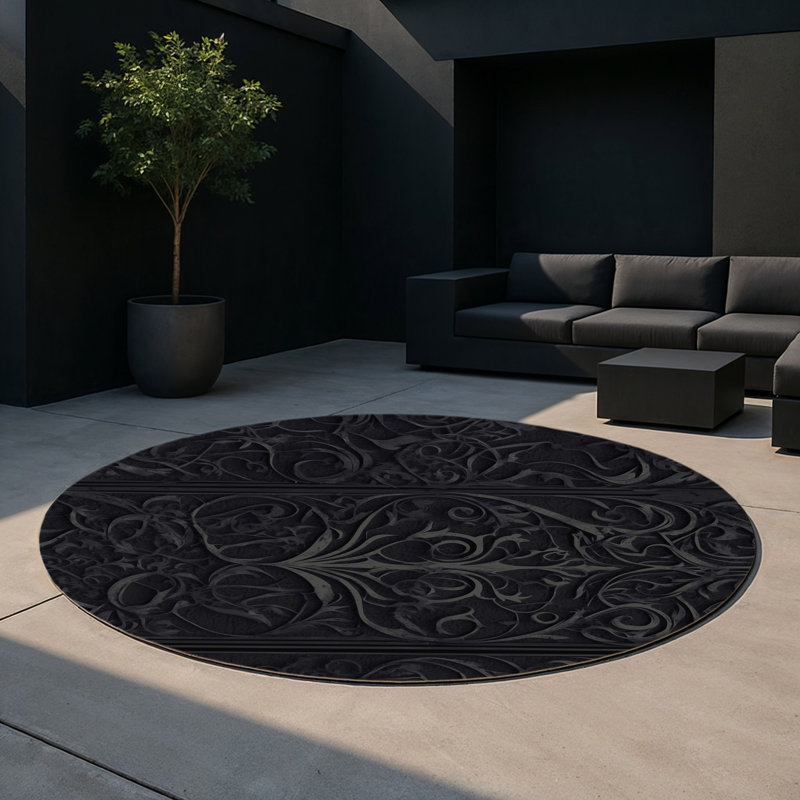 Shadowed Serenity Indoor And Outdoor Area Rug, Round 5'