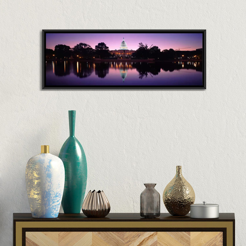 « capitol building washington dc », reproduction de photo sur toile, H 9 po x l 12 po x P 36 po, Toile avec cadre noir