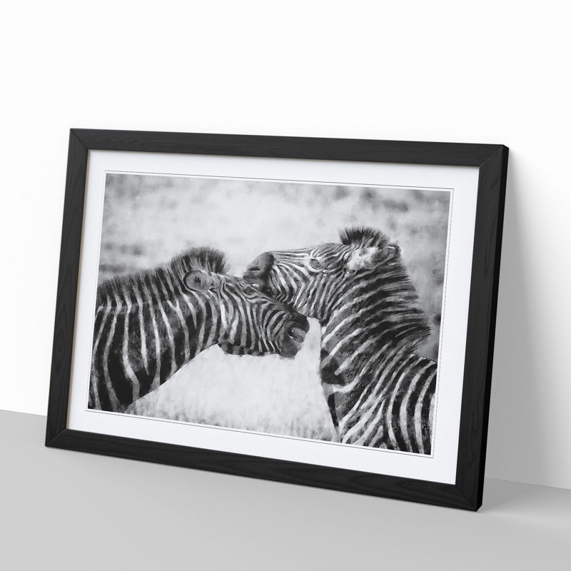 Zebras Vol.1 - Picture Frame Painting, 27cm H x 36cm W x 2cm D, Black