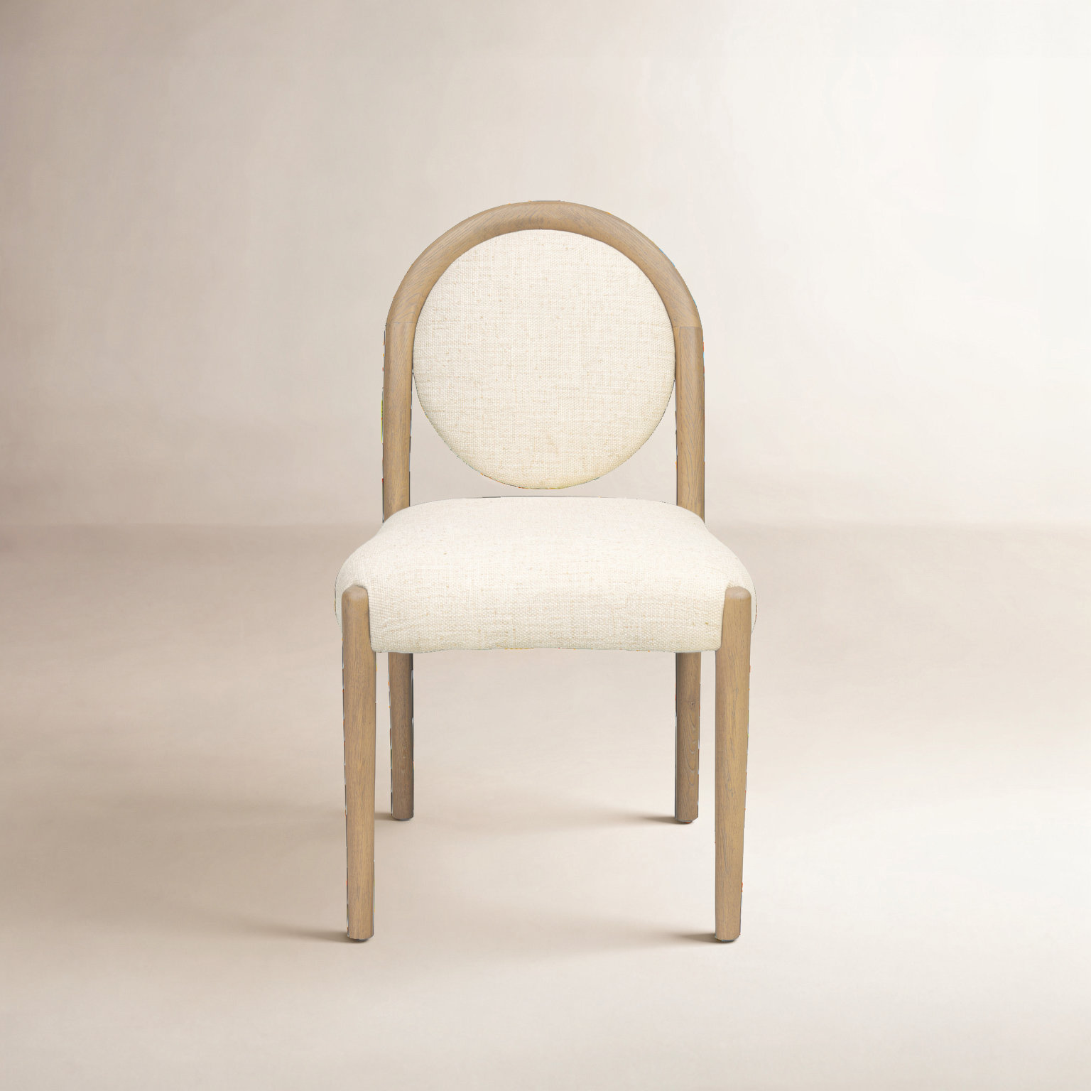 Genuine Leather Oak Side Chair, Thames Cream