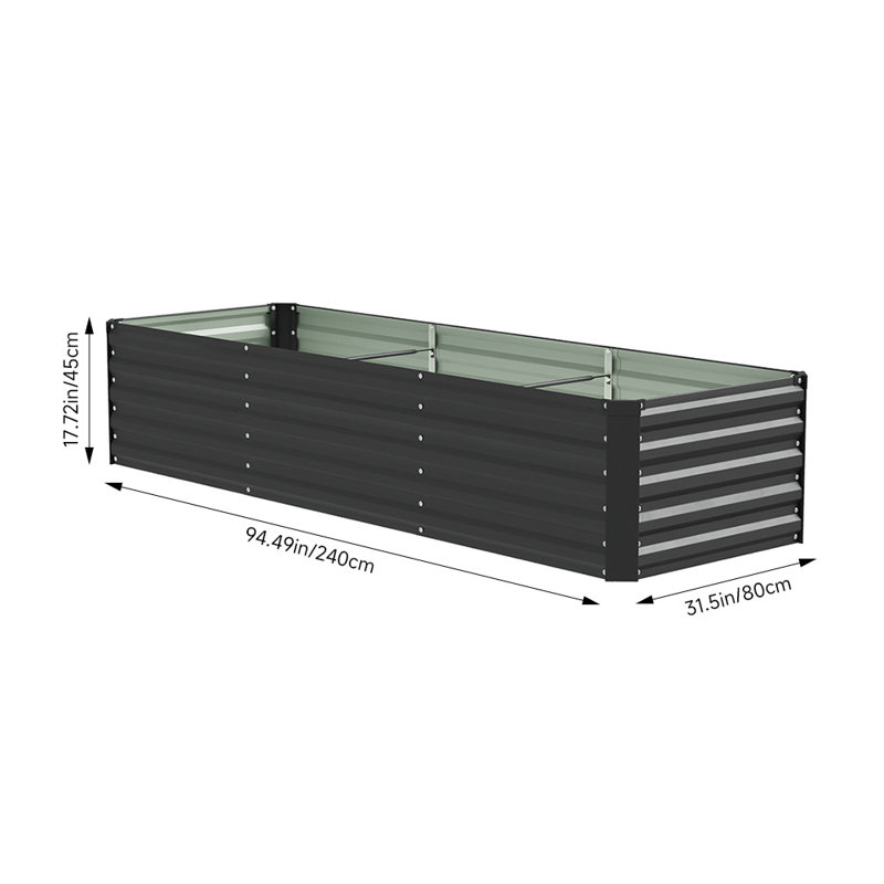 Planter Box, Black, 45cm H x 240cm W x 80cm D