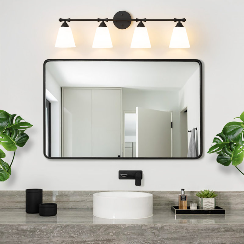 Éclairage pour meuble-lavabo à intensité variable Elouan, Noir mat, 4