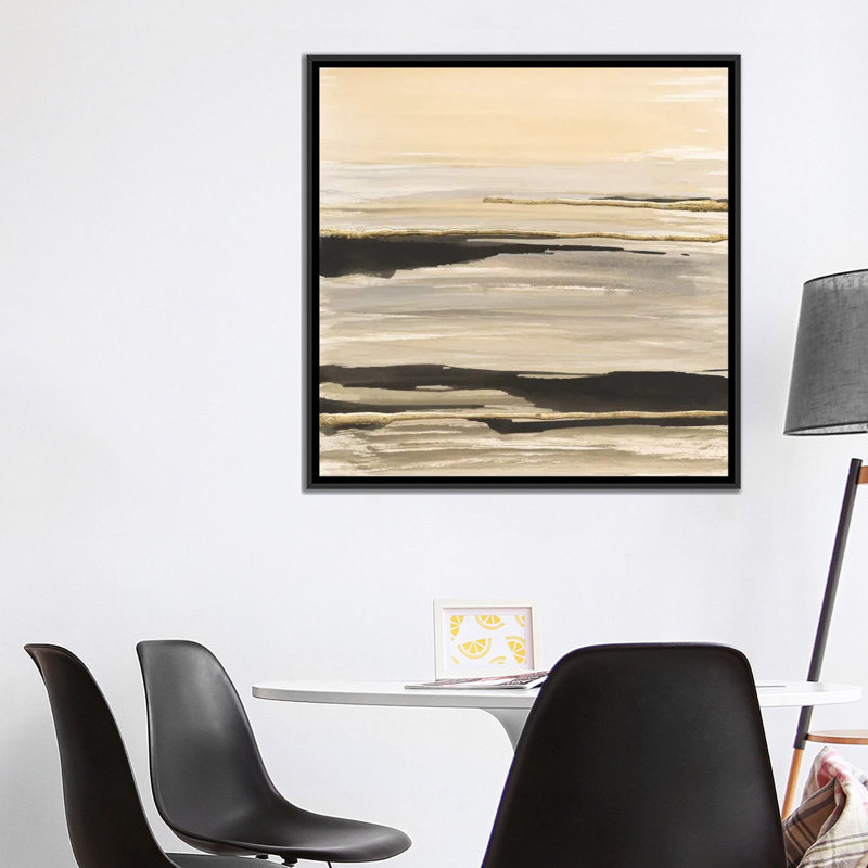 Gilded surf, reproduction d’art sur toile tendue, H 26 po x l 26 po x P 1,5 po, Toile encadrée noire, Pas de tapis
