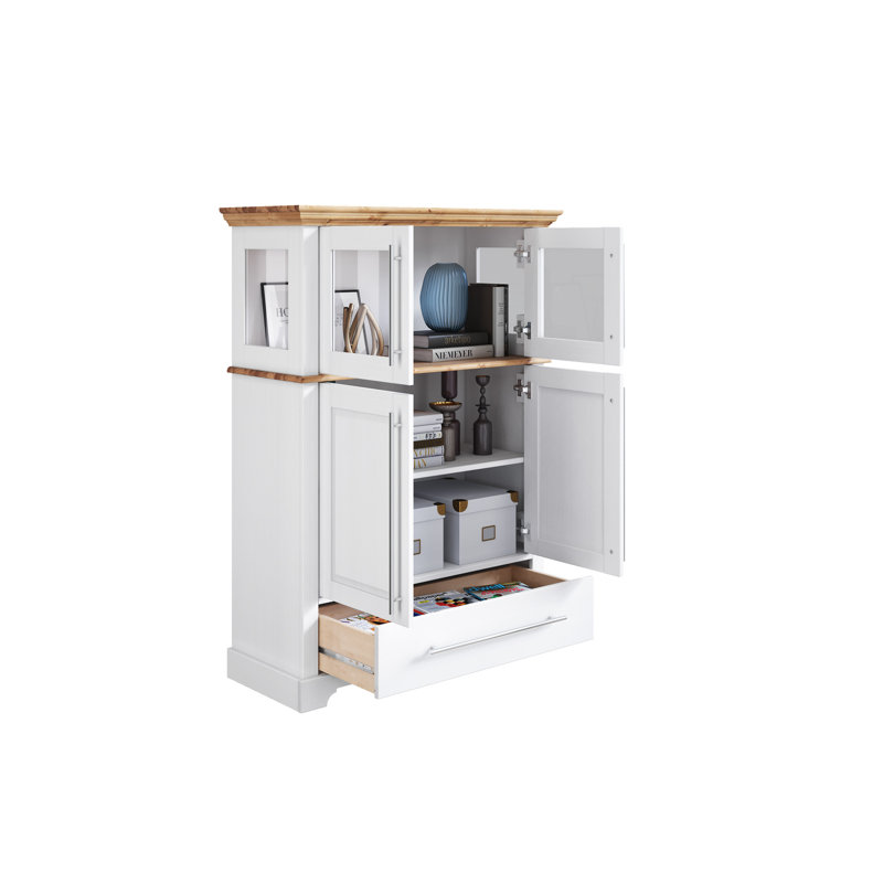 Brasen Display Cabinet, White/Natural