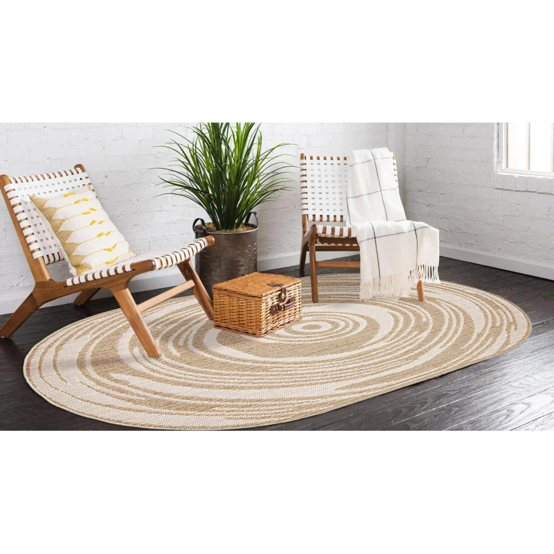 Tapis beige Demaio, Ovale 5 pi x 8 pi