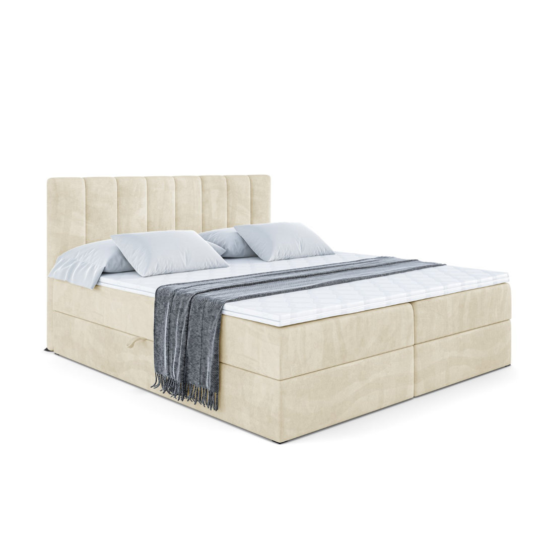 Boxspringbett mit H3 Bonell-Federkernmatratze, Topper und Bettkasten