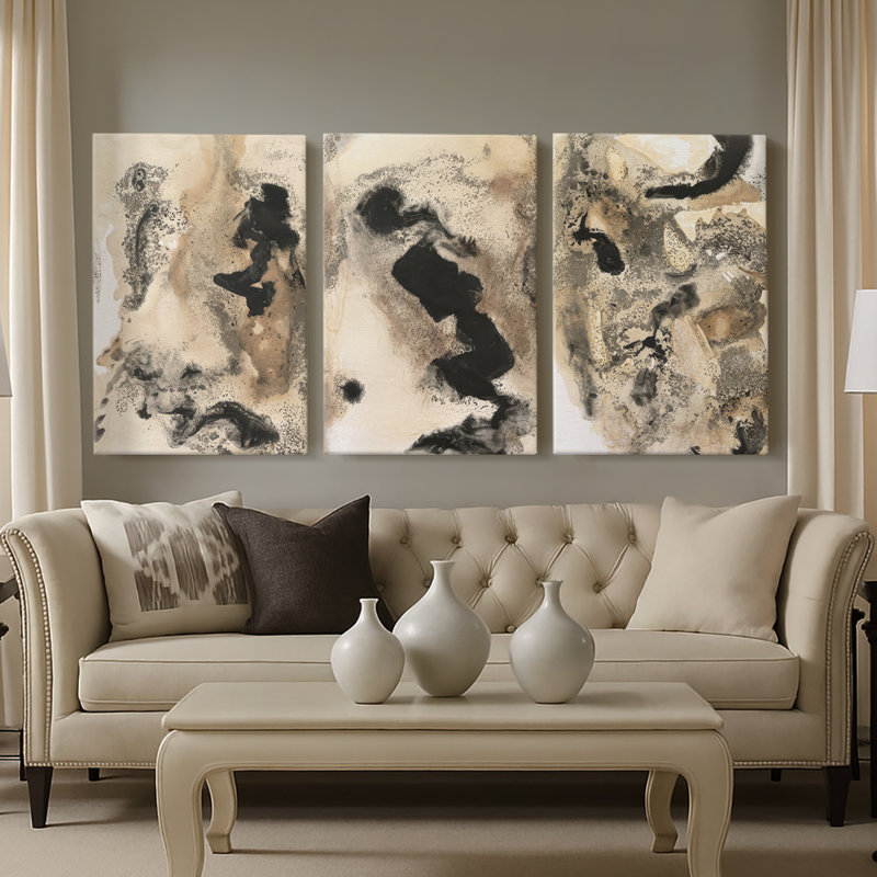 «I See Them I» - Toile tendue avec châssis sur mesure - 3 pièces, H 36 po x l 72 po