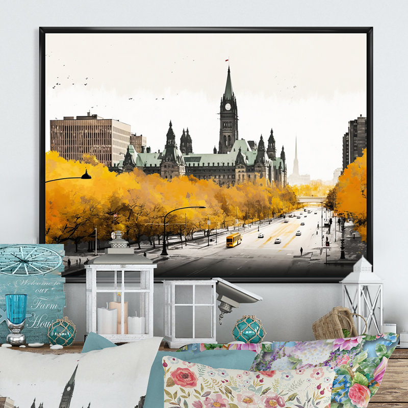 Ottawa in the Fall II - reproduction sur toile, H 30 po x l 40 po x P 1,5 po, Toile avec cadre flottant noir