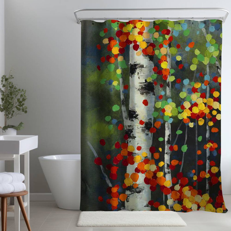 Shower Curtain LA55 – Polyester Shower Curtain, Dye Sublimation Print, 71" W × 74" L