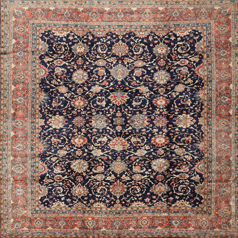 Tapis brun à motif oriental, Rond 5 pi